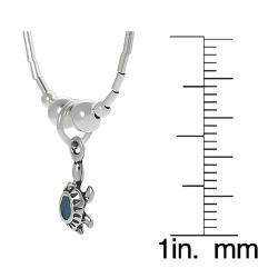 Tressa Sterling Silver Children's Created Turquoise Inlay Turtle Necklace Tressa Children's Necklaces