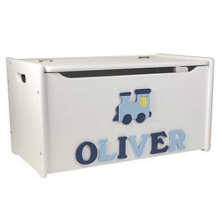 personalised wooden train toy box by pitter patter products