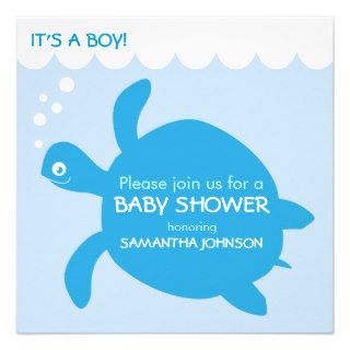 Sea Turtle Baby Boy Simple Shower Invitation