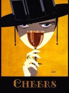 Portugal Porto Sherry Sandeman Wine Lady with a Black HAT Drinking Wine Glass Cheers 20" X 30" Image Size Poster Reproduction   Prints
