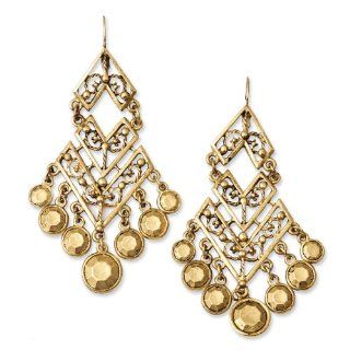 1928 TRU Gold tone Chandelier Dangle Earrings Jewelry