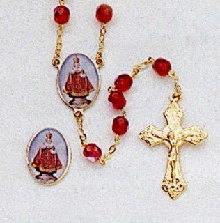 Crystal Rosary   Infant of Prague   7mm Crystal Beads   21in. Chain   Center Piece with Matching Lapel Pin   Gift Box Included   IMPORTED FROM ITALY Jewelry