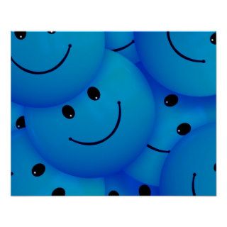 Blue Happy Face Poster Print