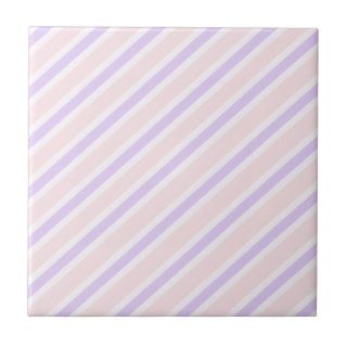 Mod Baby Pink Purple Pastel Stripes Pattern Tiles