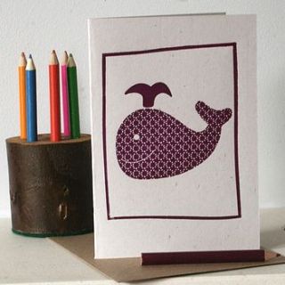 balooba the whale blank letter press card by scamp