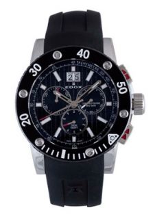 EDOX 10014 3NC NIN  Watches,Mens Black Dial Black Rubber, Chronograph EDOX Quartz Watches
