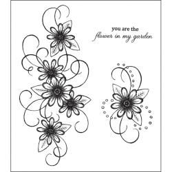 Heartfelt Creations Daisy Patch Swirls Rubber Stamps Wood Stamps