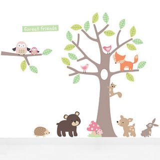 pastel forest friends fabric wall stickers by parkins interiors