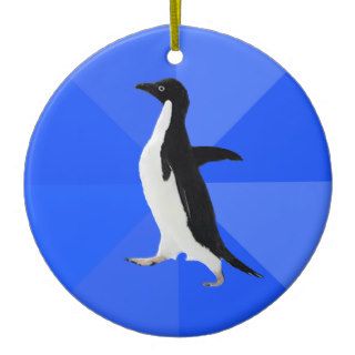 Socially Awkward Penguin ("Customize" to add text) Christmas Tree Ornament