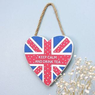 keep calm and drink tea hanging heart by lisa angel homeware and gifts