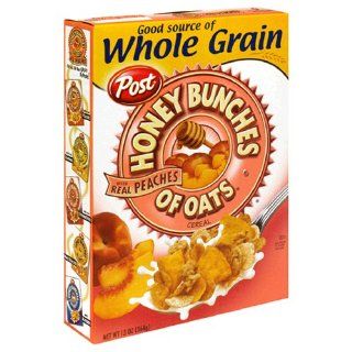 Post Honey Bunches of Oats Cereal with Real Peaches, 13 Ounce Boxes (Pack of 4)  Breakfast Cereals  Grocery & Gourmet Food