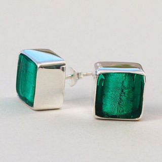 murano glass square silver stud earrings by claudette worters