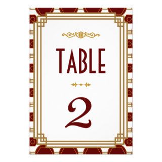 Art Deco Wedding Table Numbers Announcement