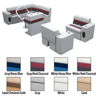Deluxe Pontoon Furniture   Complete Boat Package H White/Navy/Blue 89993WHTNVYBLU
