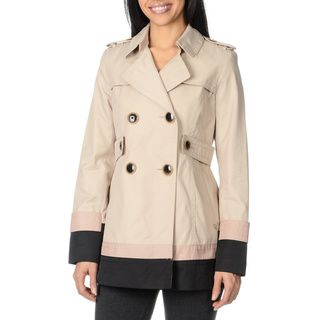 Kensie Women's Short Double Breasted Trench Coat kensie Coats