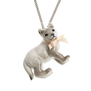 hand painted porcelain baby wolf necklace by bloom boutique