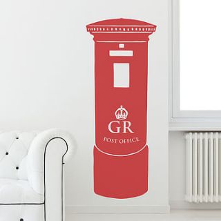 british pillar post box vinyl wall sticker by oakdene designs