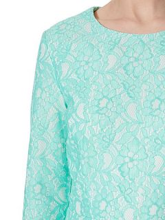 Pied a Terre Amy Lace Shift Dress 3/4 Sleeve Mint