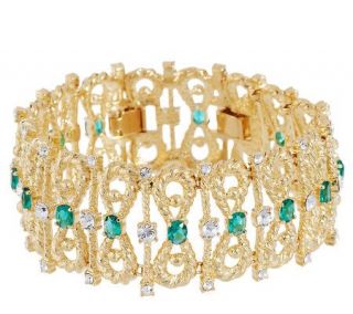Jacqueline Kennedy Simulated Emerald Bow  Tie Bracelet —