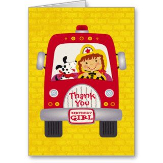 Fire Truck Birthday Girl v1 Cards