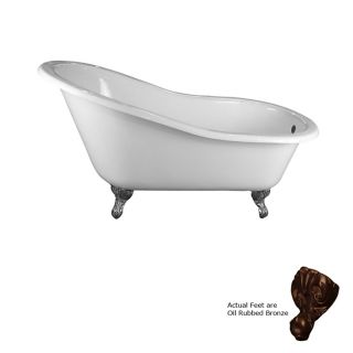 Barclay 61.25 in L x 30.25 in W x 31 in H White Cast Iron Oval Clawfoot Bathtub with Back Center Drain
