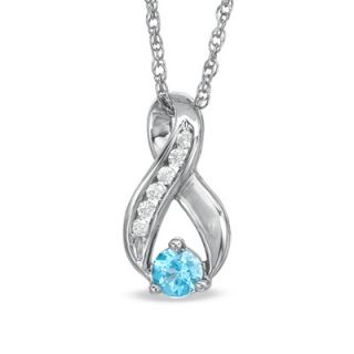 0mm Blue Topaz and 1/10 CT. T.W. Diamond Infinity Loop Pendant in