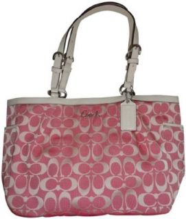 Women's Coach Purse Handbag East/West Gallery Signature Tote Pink/Ivory Clothing
