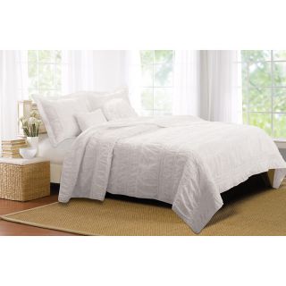 Greenland Home Fashions Tiana White Ruched 5 piece Bonus Quilt Set White Size Full  Queen