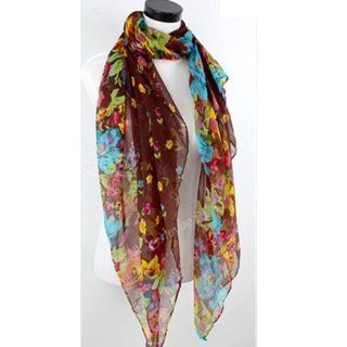 High quality Fashion Big Flower Garden Floral Super long scarf Shawls floral scarves Flowers are blooming (coffee)  Beauty Products  Beauty
