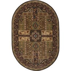 Hand tufted Brown Kiser Wool Rug (8' x 10' Oval) Round/Oval/Square