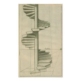 Vintage Architecture, Spiral Staircase Stairs Step Posters