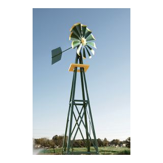 Outdoor Water Solutions Ornamental Backyard Windmill — Green & Yellow, 8ft.3in.H, Model# BYW0128  Lawn Ornaments   Fountains