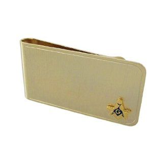 Gold Plated Square and Compass Masonic Symbol Money Clip Jewelry