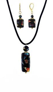 Murano Style Glass Pendant AND matching Earrings (N528) Serenity Crystals Jewelry