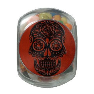 Halloween Sugar Skull Glass Candy Jars