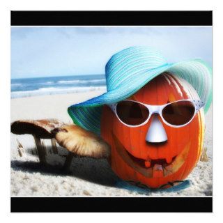 Halloween Pumpkin At The Beach Custom Announcement