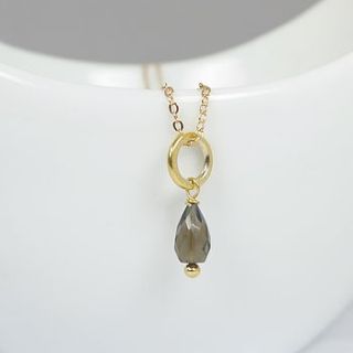 22 k gold plated smokey quartz necklace by begolden