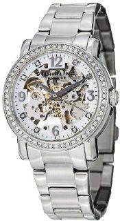 Stuhrling Original Women's 531L.11112 Classic Delphi Canterbury Automatic Skeleton Swarovski Crystal Accented Silver Dial Watch Watches