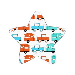 Retro Camping Trailer Turquoise Orange Vintage Car Sticker
