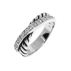 Sterling Silver Clear Cubic Zirconia Rope Ring Moise Cubic Zirconia Rings