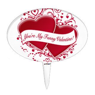 You're My Funny Valentine Red Hearts Cake Toppers
