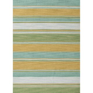 Handmade Flat weave Stripe pattern Green Accent Rug (2 X 3)