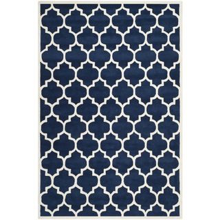 Safavieh Handmade Moroccan Chatham Trellis pattern Dark Blue Wool Rug (6 X 9)