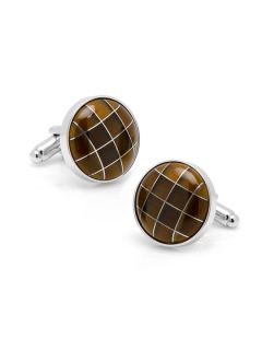 Caramel Cats Eye Checker Cufflinks by Ox and Bull Trading Co.