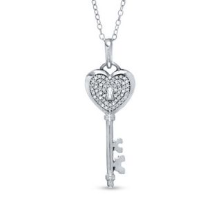 CT.T.W. Diamond Heart Key Pendant in Sterling Silver   Zales