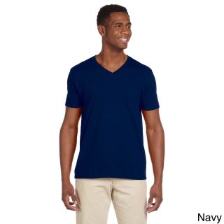 Gildan Mens Softstyle V neck T shirt Navy Size L