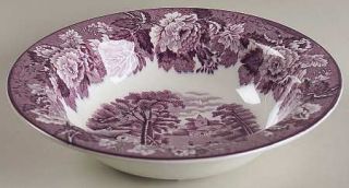Enoch Wood & Sons English Scenery Purple Rim Cereal Bowl, Fine China Dinnerware