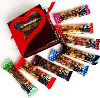 Mother's Day Open Heart Gift Box Filled With Kind Bars Brand Natural Healthy Fruit & Nut Protein Antioxidant Assortment   Quantity 8  Nutrition Bars  Grocery & Gourmet Food