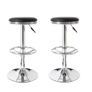 Adeco Black Faux Leather Upholstery Bar Stool (set Of 2)