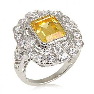 Xavier 4.81ct Canary Yellow Absolute™ Sterling Silver "Art Deco" Ring
